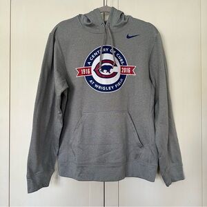 Men’s Nike A Century Of Cubs Hooded Sweatshirt Therma-Fit Size S Grey